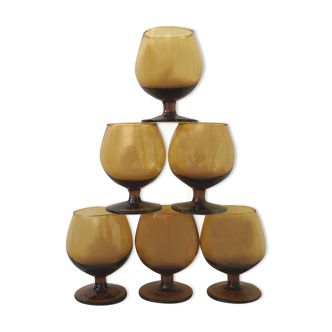 Set 6 glasses of cognac blown glass