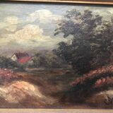 Oil on panel XIX HOUSES IN THE COUNTRYSIDE signed CHARLY in gilded frame XX