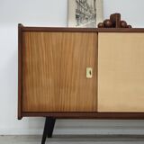 4-door sideboard in light beige and German wood from the 60s