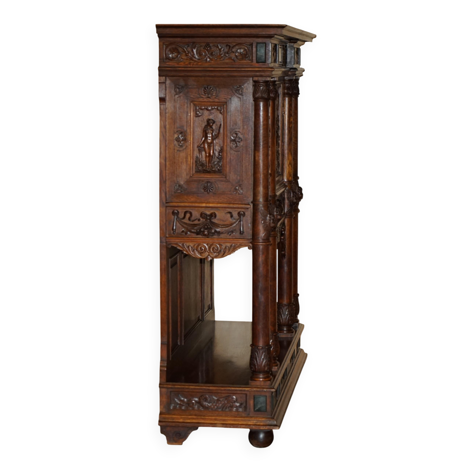 Louis XIII Revival wardrobe in walnut and marble