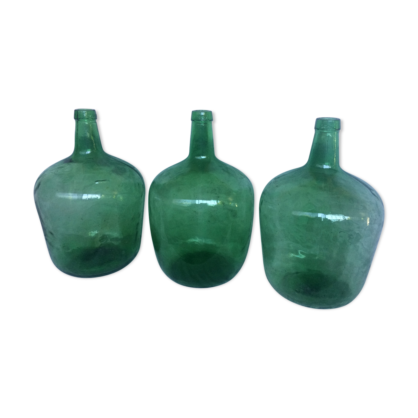 Set of 3 green demijohn 10 L