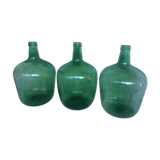 Set of 3 green demijohn 10 L