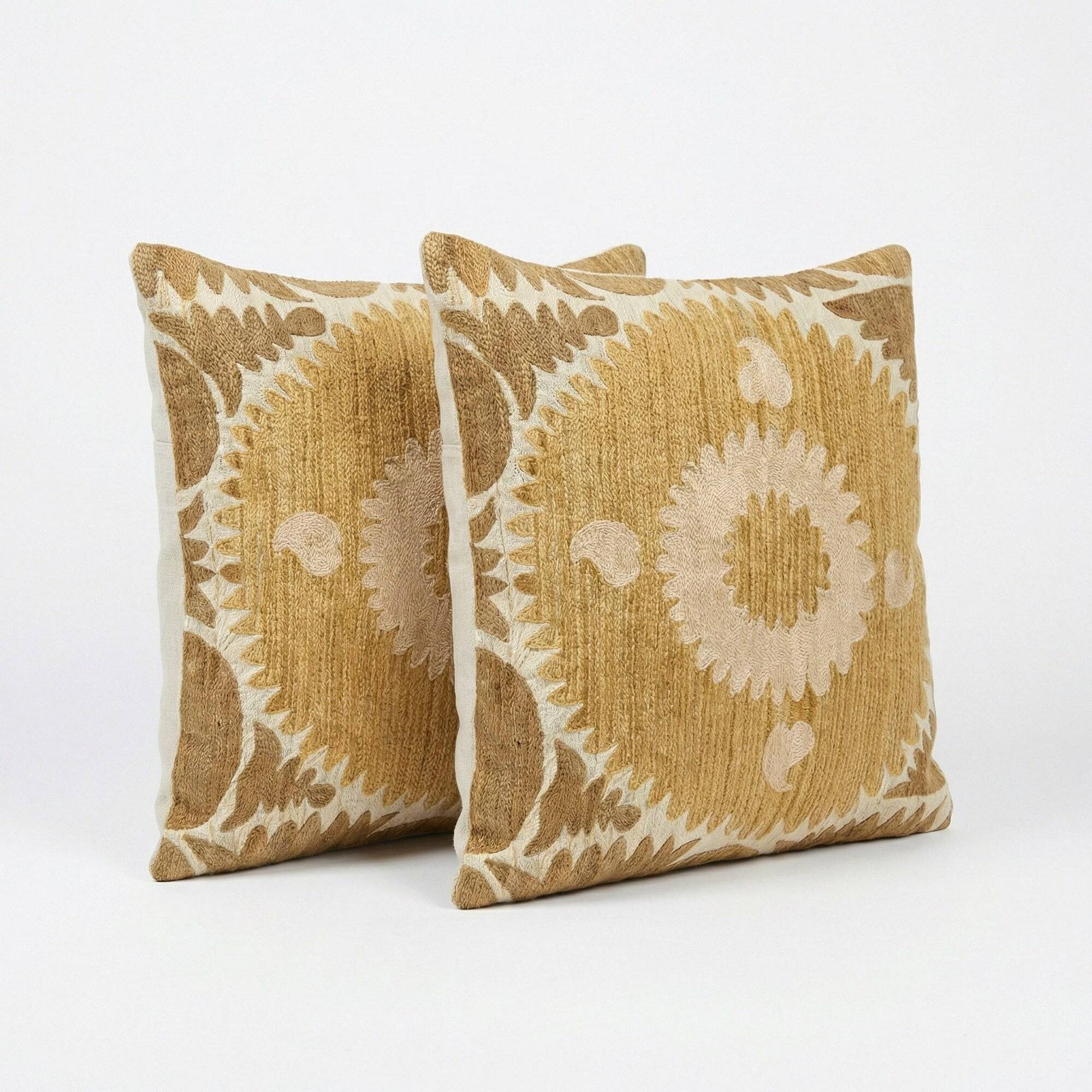 Set of 2 vintage embroidered cushion covers 61x64 cm