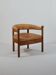 Vintage wooden throne chair, cognac leather armchair.