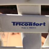 4 chairs & 2 vintage woven lounge armchairs triconfort, 1980 France