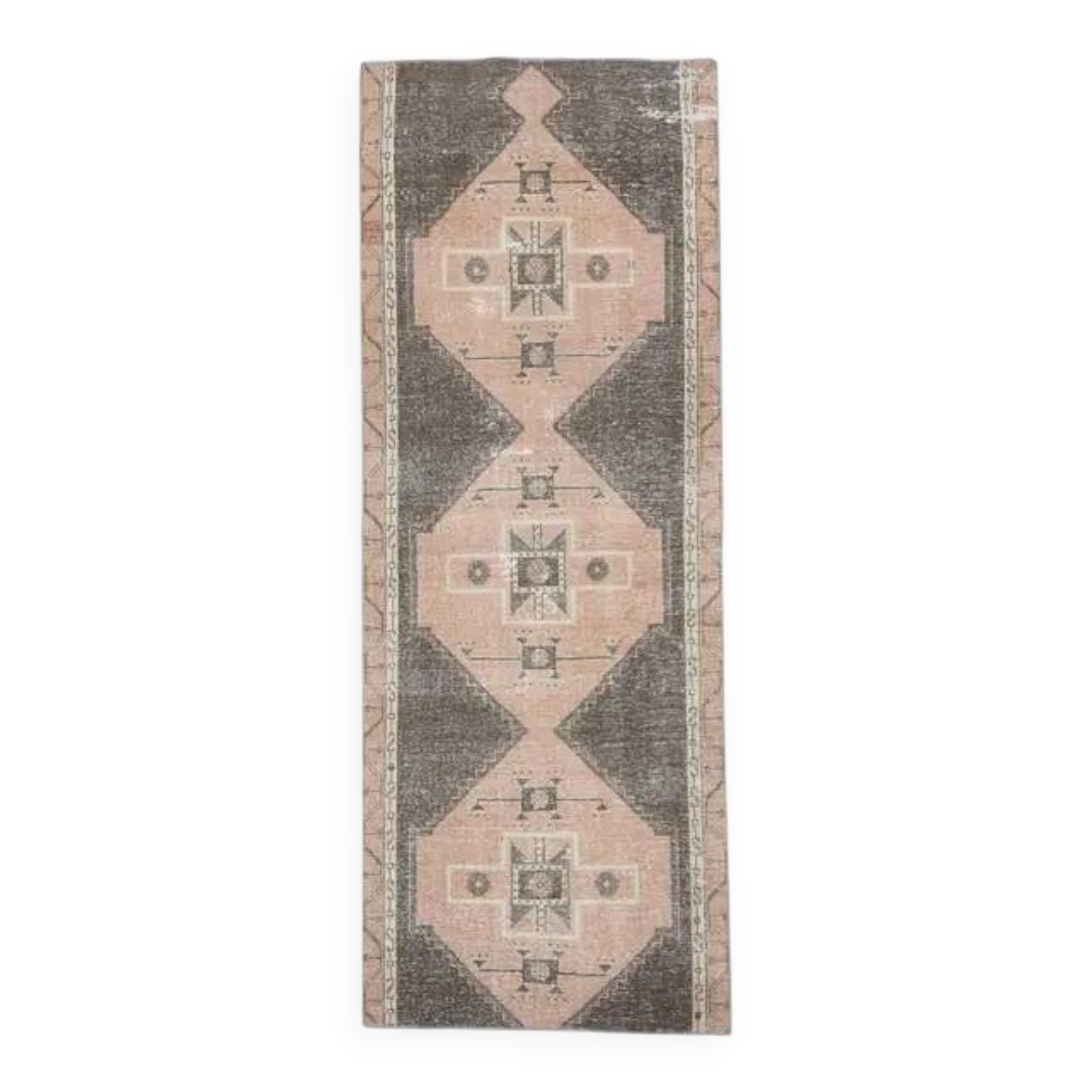 1970s Turkish Oushak Handmade Wool Cotton Brown Runner Rug 120x314