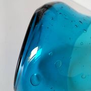 Coupe vintage en verre bullé bleu turquoise