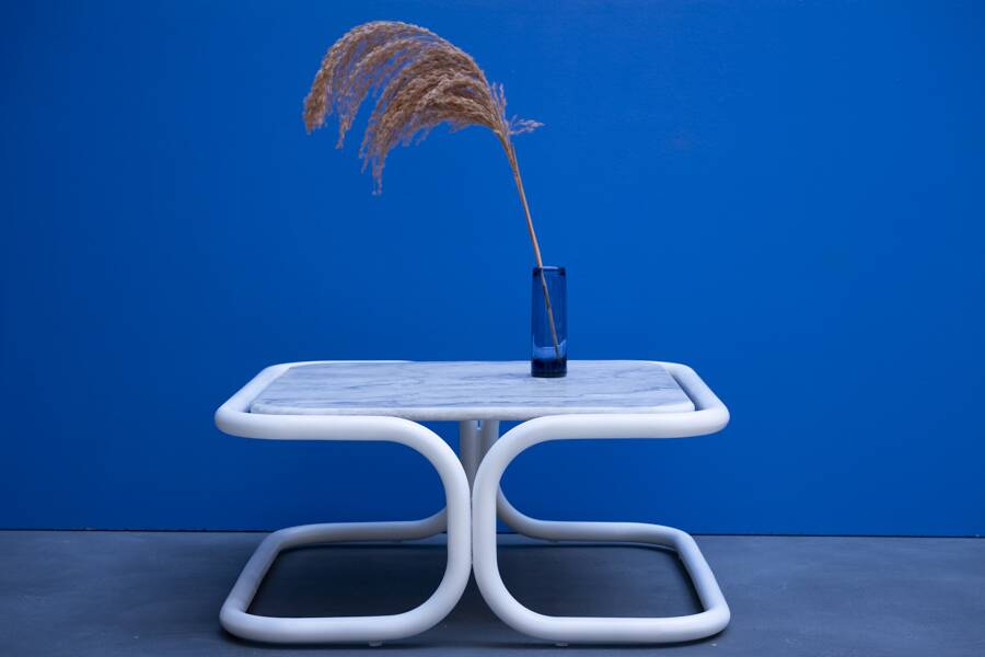 Vintage metal and marble coffee table