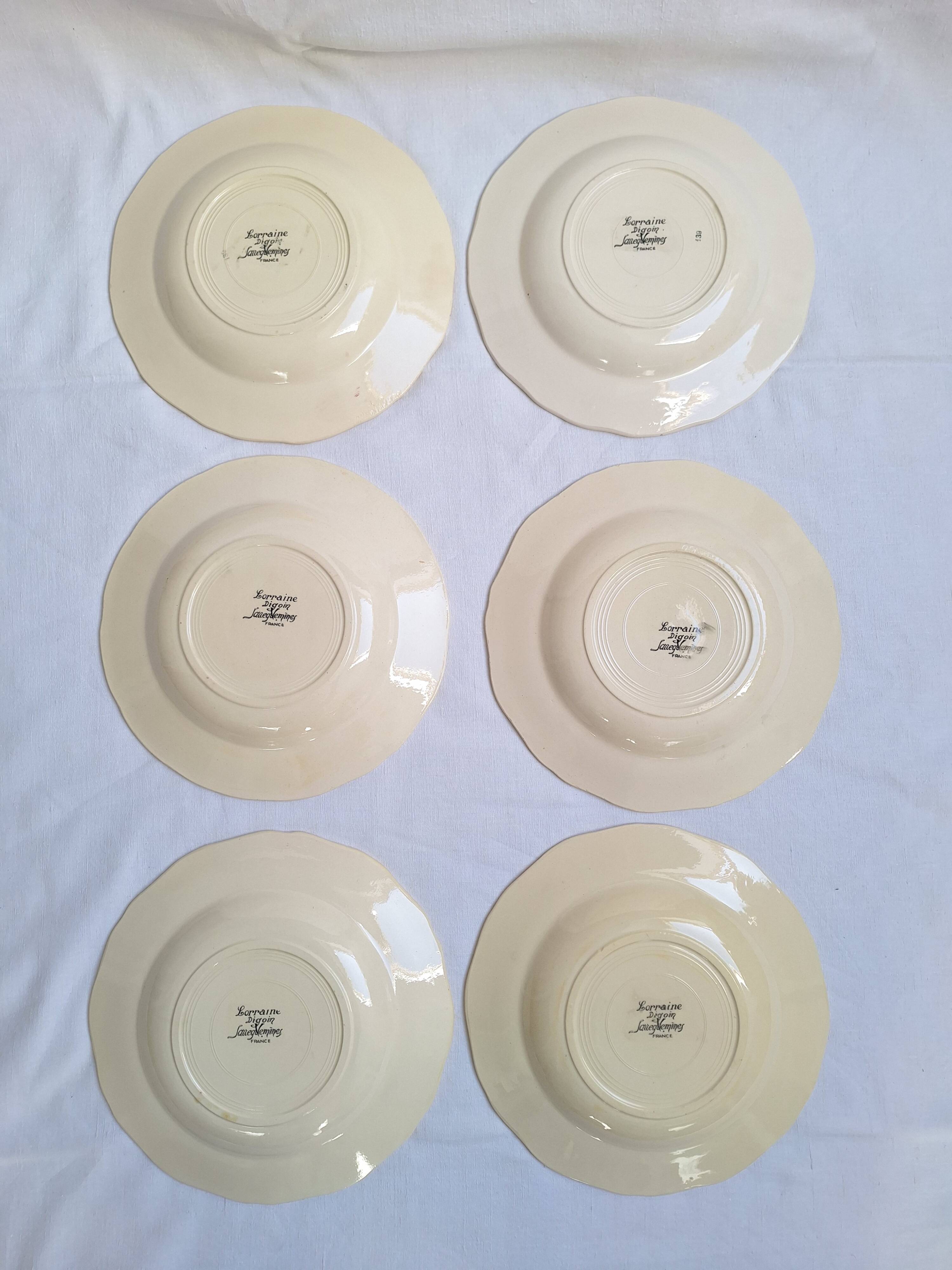 Assiettes creuses Digoin Sarreguemines Modèle Loraine