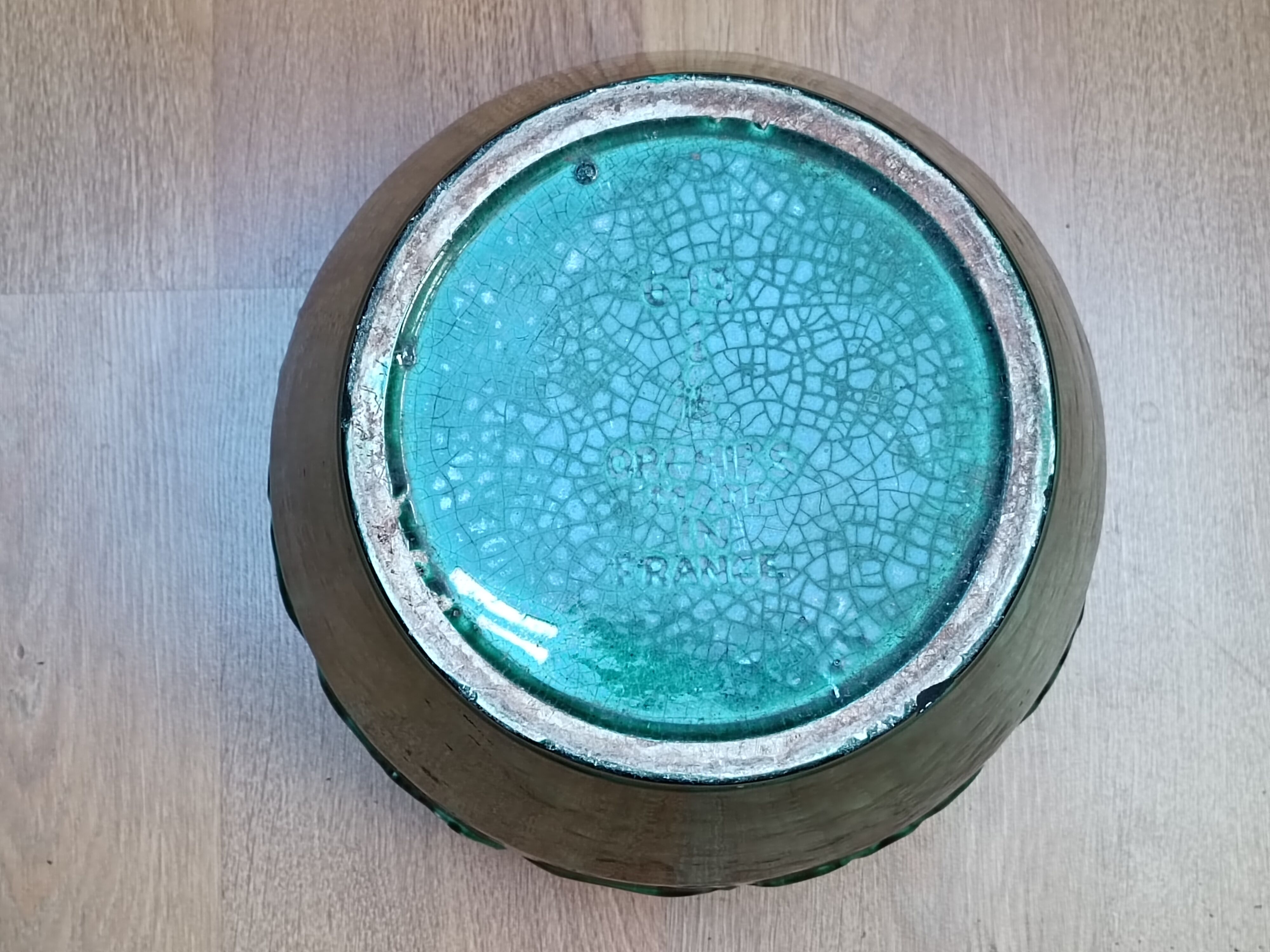 Cache pot in faience of Orchies, 50s