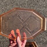 Set of 2 art deco molded glass trays