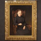 Tableau portrait de dame belge huile sur toile daté 1920