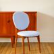Beech wood chair, reupholstered in baby blue boiled wool, 1950.