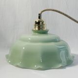 Suspension in vintage almond green opaline - electrified to nine