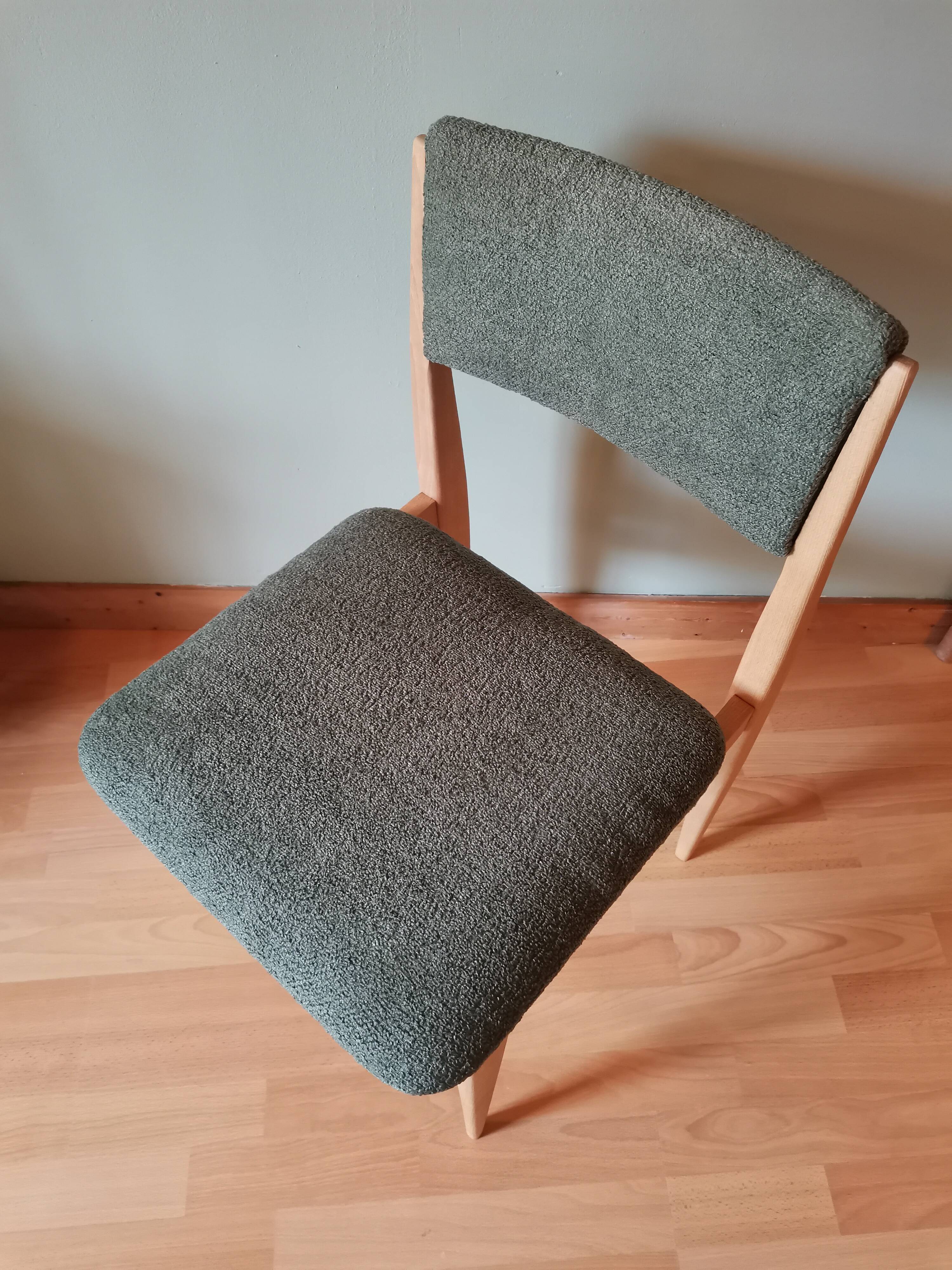 Green boucle Scandinavian chairs