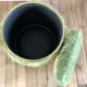 Pouf chest moumoute green and gold vintage years 60-70