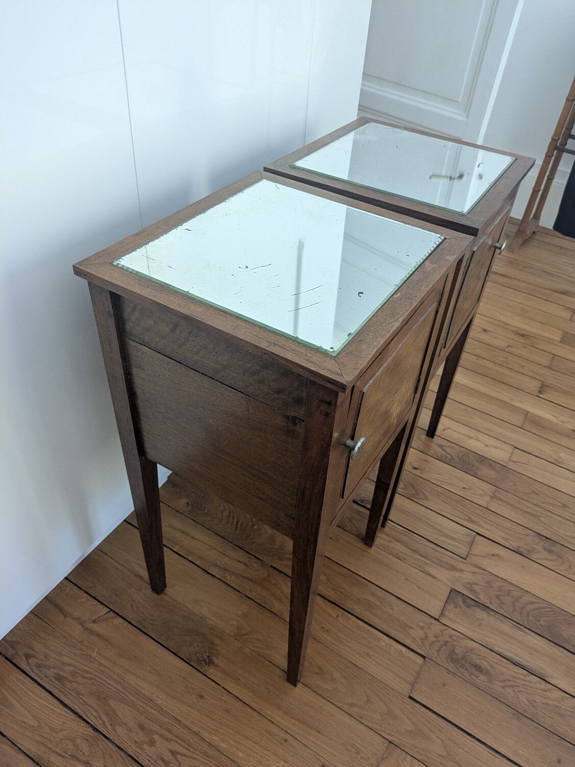 Pair of mirrored bedside tables