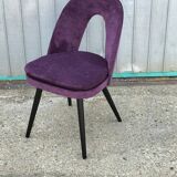 Set of 2 Mid-Century purple velvet chairs with dark stained legs by Antonín Šuman.