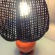 Orange ceramic lamp and brown canned lampshade by Pan Keramik / 60s-70s