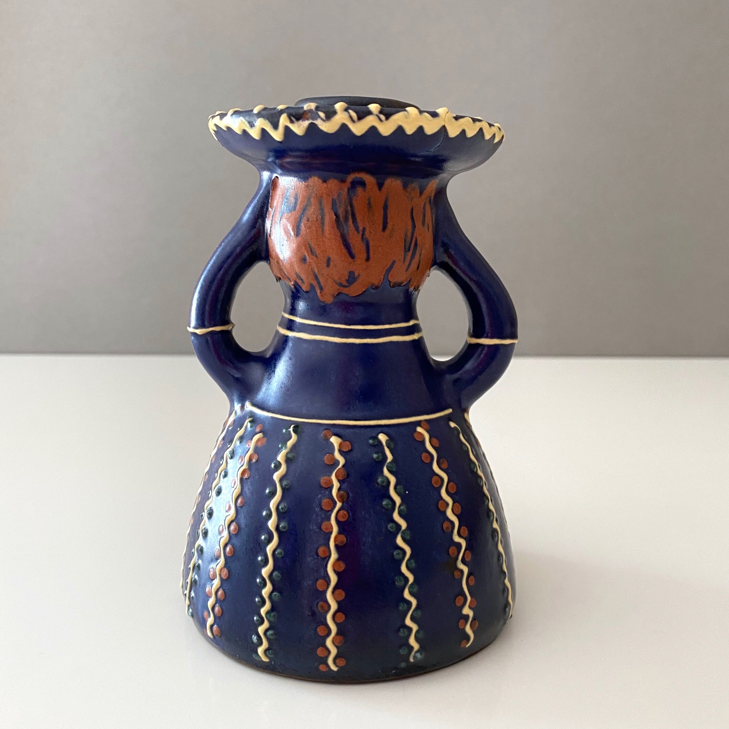 2 vintage ceramic candle holders, woman candle holder, country style, retro candle holder