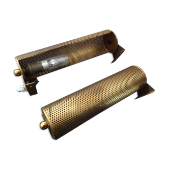 Set wall light roller open tube tole perfored mathieu mategot jacque biny year 80