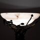 Edgar Brandt style Art Deco floor lamp in wrought iron with alabaster cup