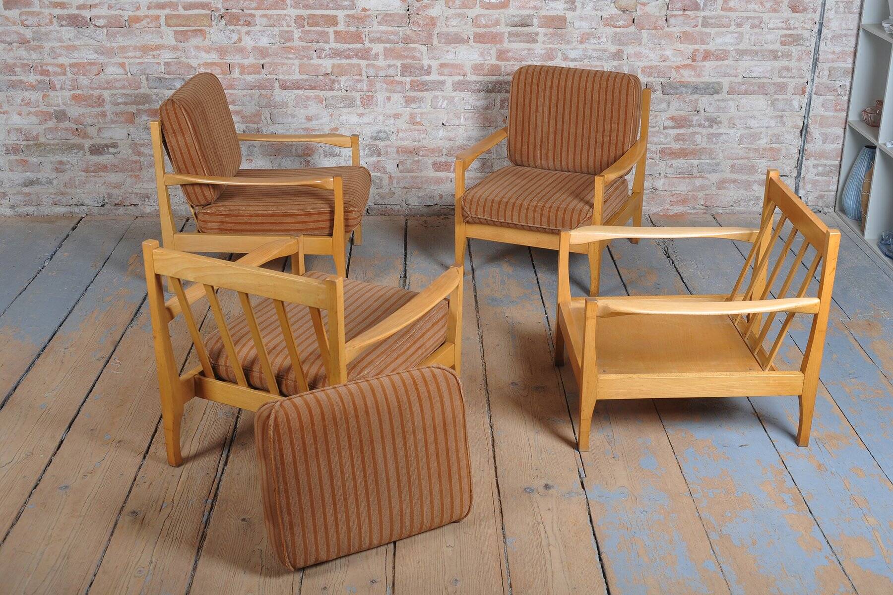 Mid-Century Armchairs attributed to Jitona Soběslav, Czech, 1960s, Set of 4