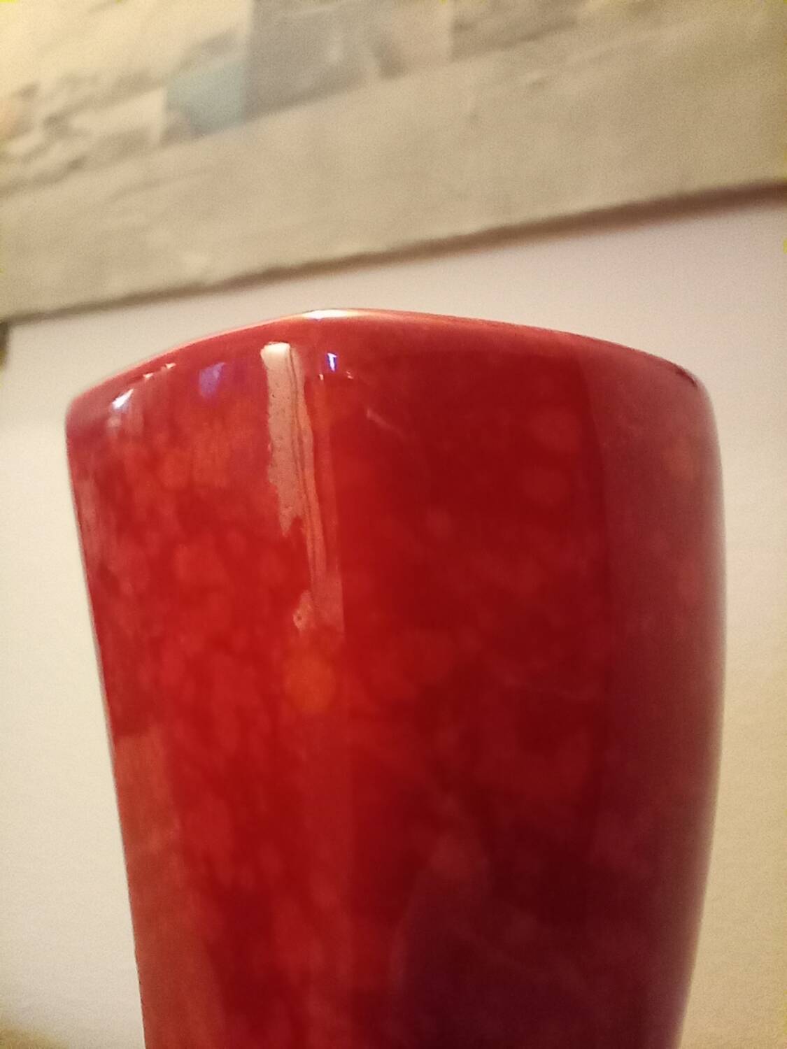Red ceramic vase, italy 1970s
