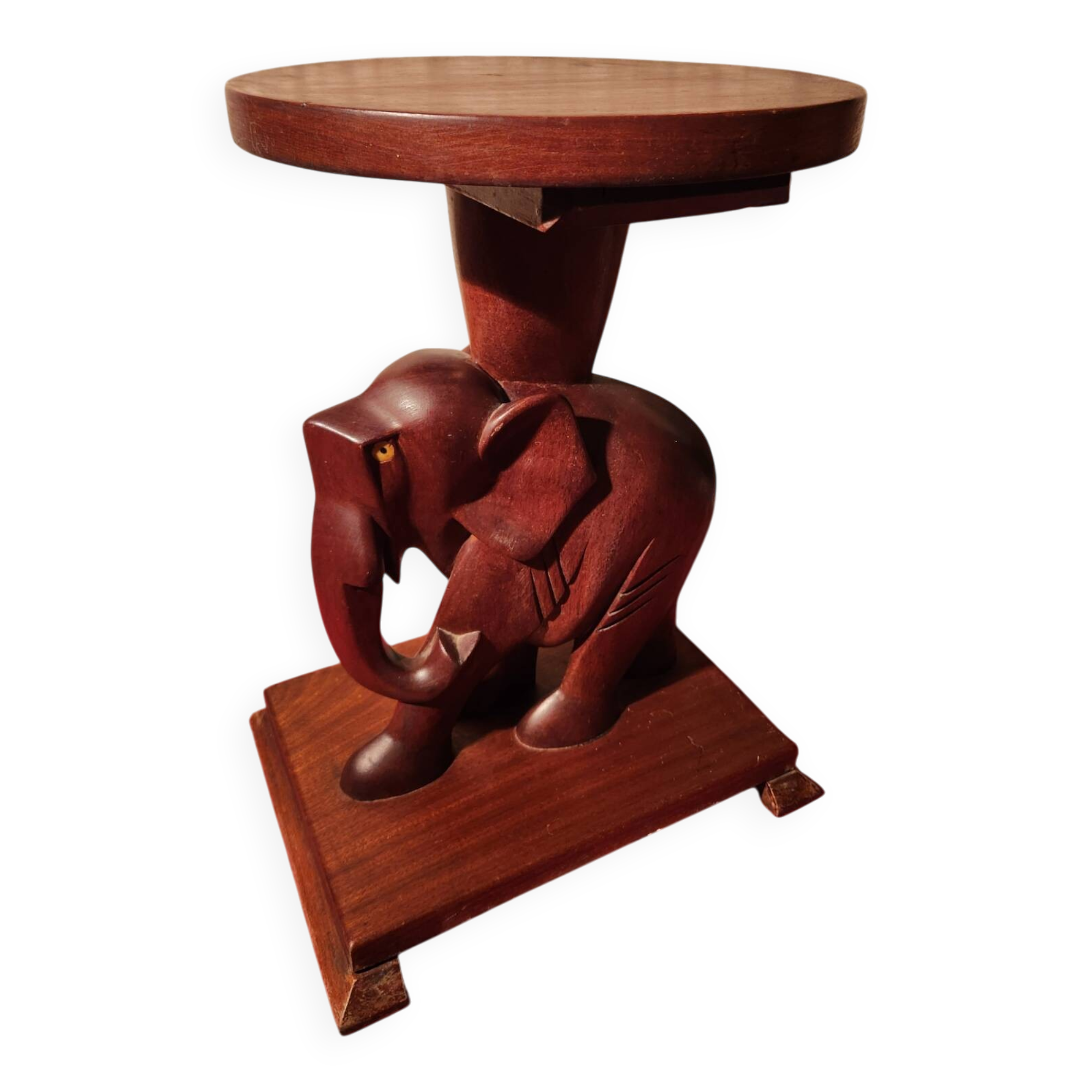 Elephant side table, Art Deco wooden accent table.