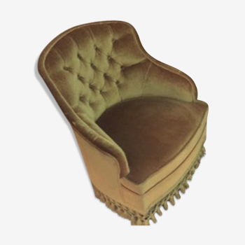 Fauteuil crapaud couleur velour ocre