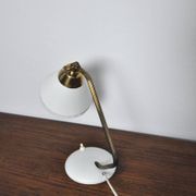 Swedish Table Lamp in Brass and White Metal, EWÅ Värnamo, 1950s
