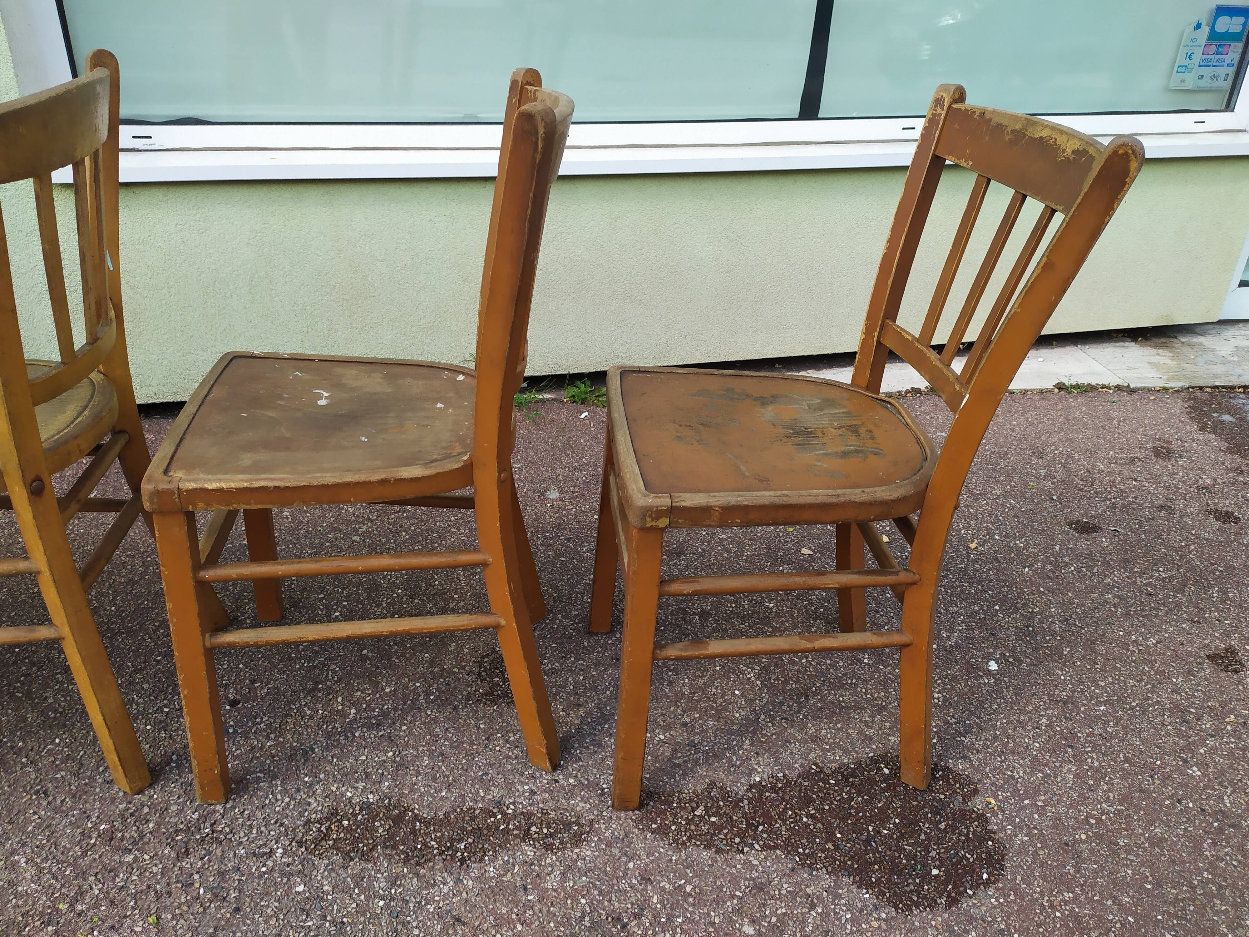 Set of 4 wooden chair bistrot farm