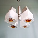 Mazzega cubic chandelier, Space Age style, 70s