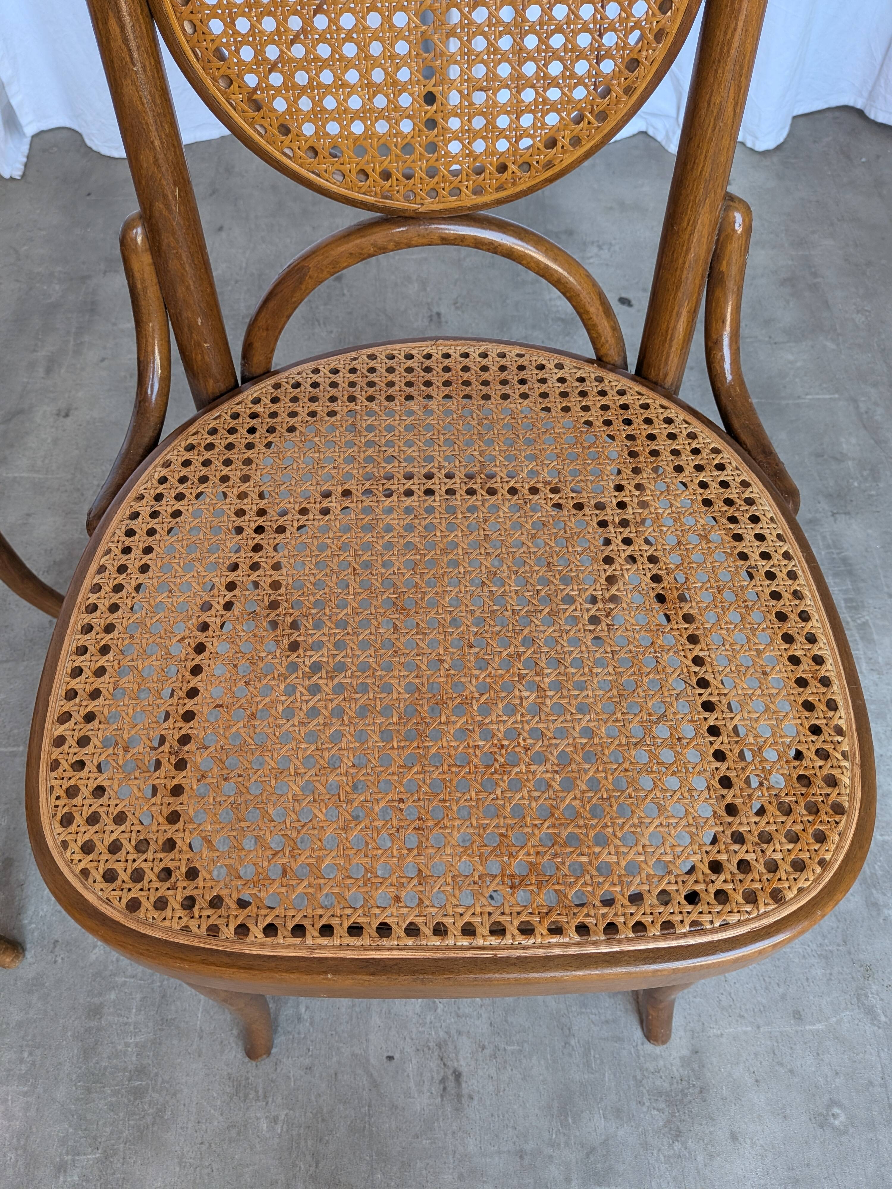 Set of 4 Mid-century Bentwood Cane Dining Chair, Thonet Style, 1970s Yugosl