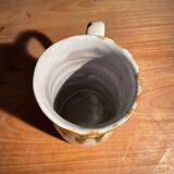 White and green enamelled ceramic carafe pitcher