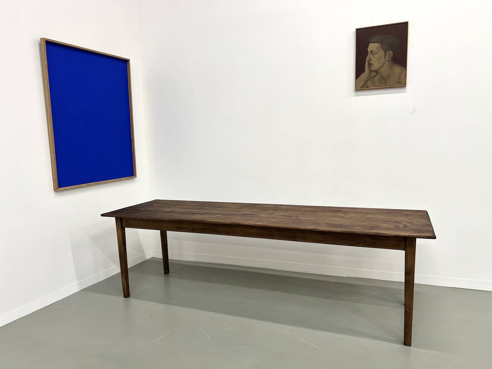 Large solid pine farmhouse table with spindle legs