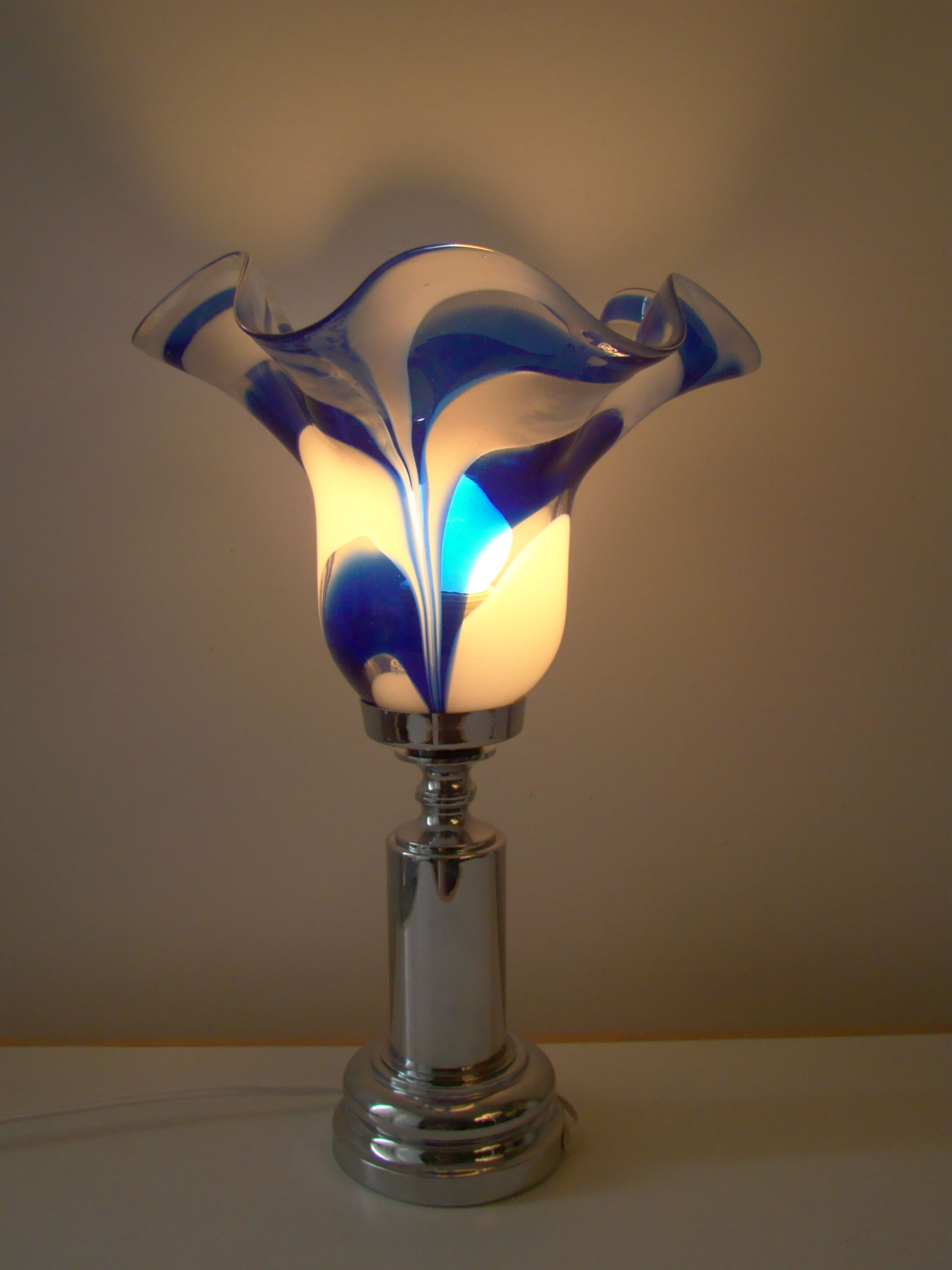 Vintage blue glass lamp Mazzega