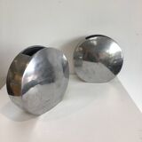 Series of two 70s style aluminum vases
