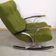 Rocking chair fauteuil a bascule chrome vert - vintage