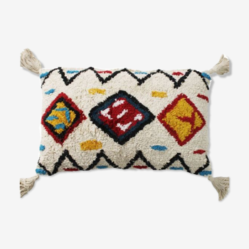 Berber cushion 30x50 white colorful patterns