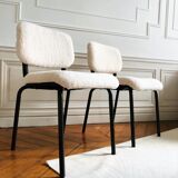 Pair of vintage chairs in sheep moumoute
