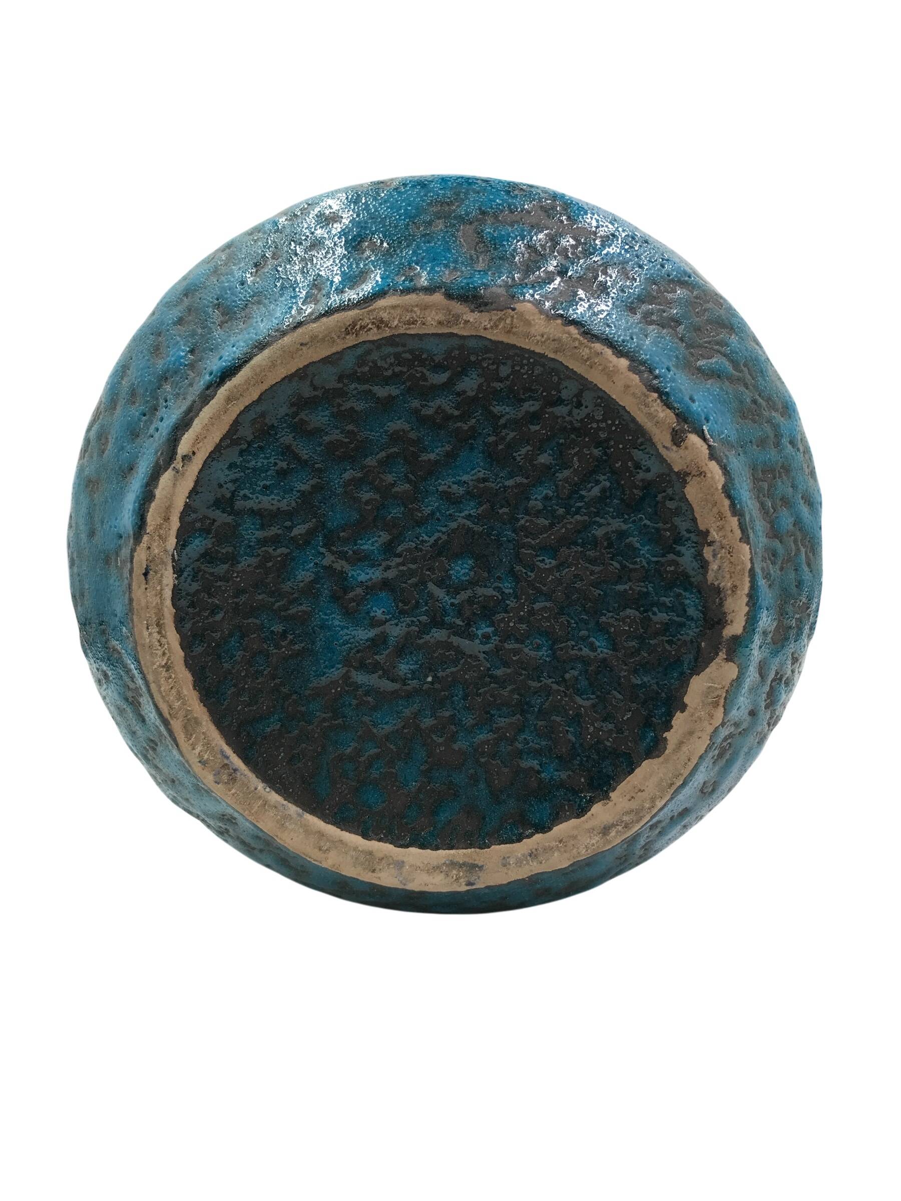 Blue speckled ceramic jar