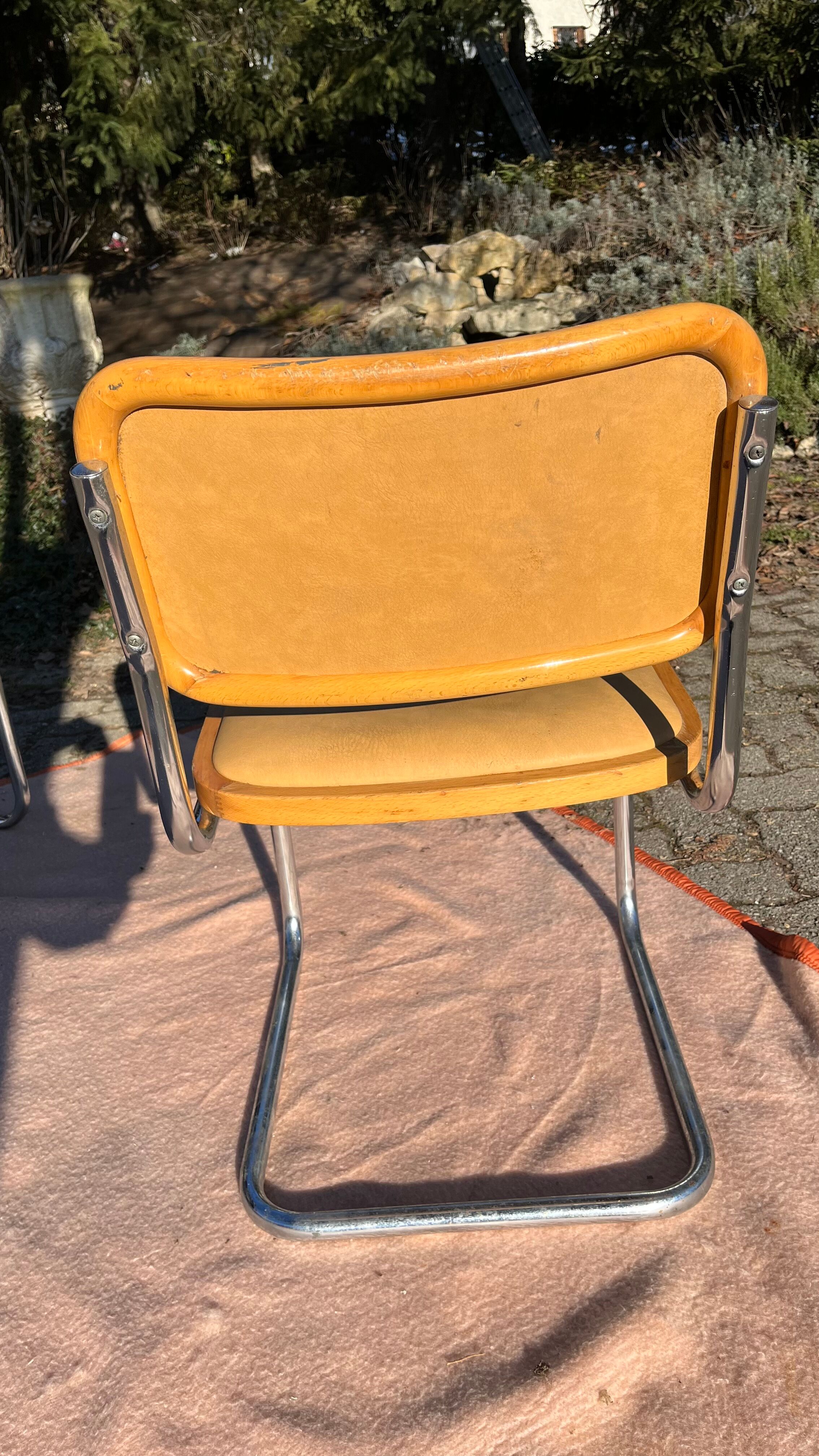 Pair vintage sled reception chairs