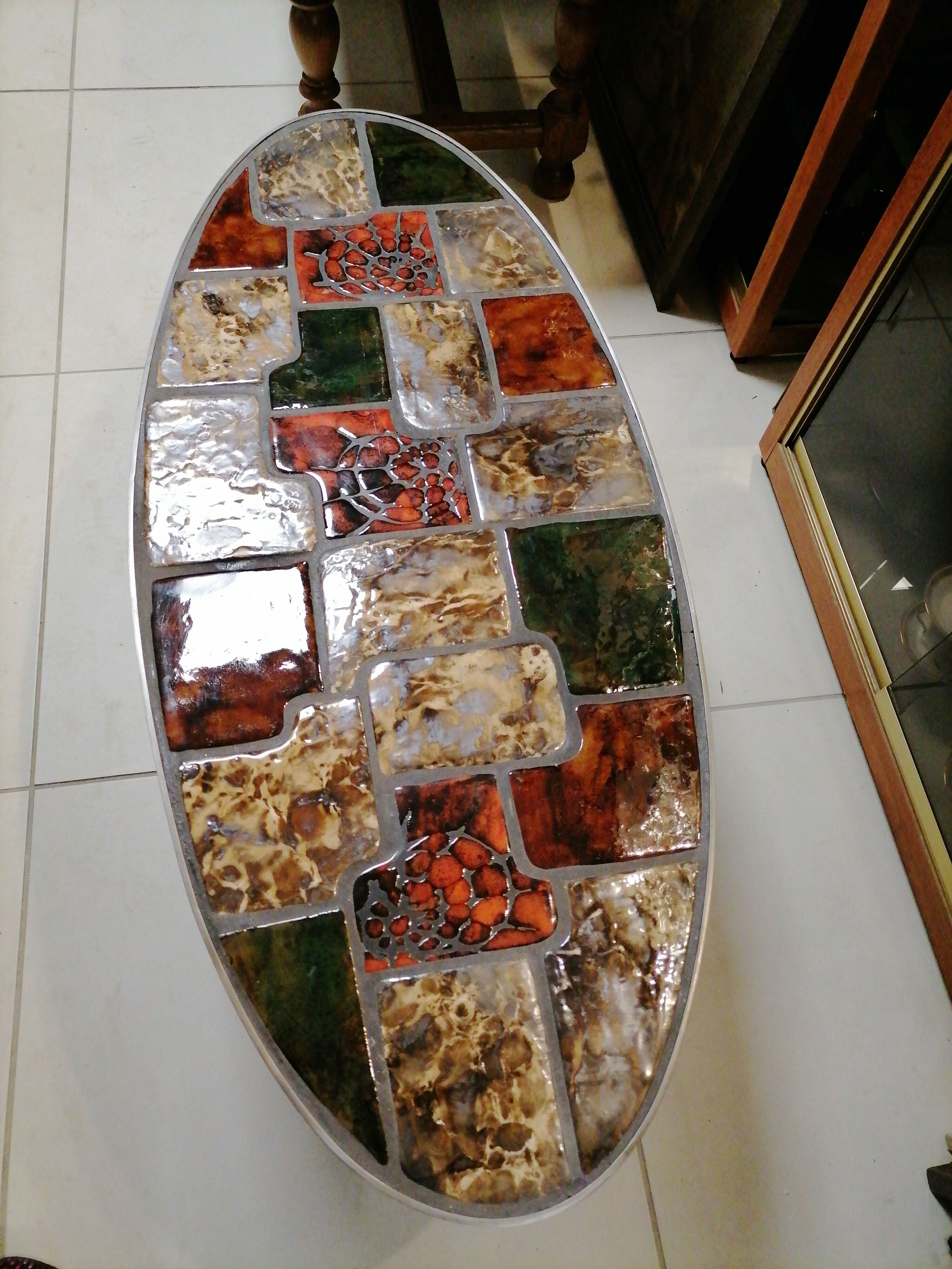 Vintage ceramic steel coffee table