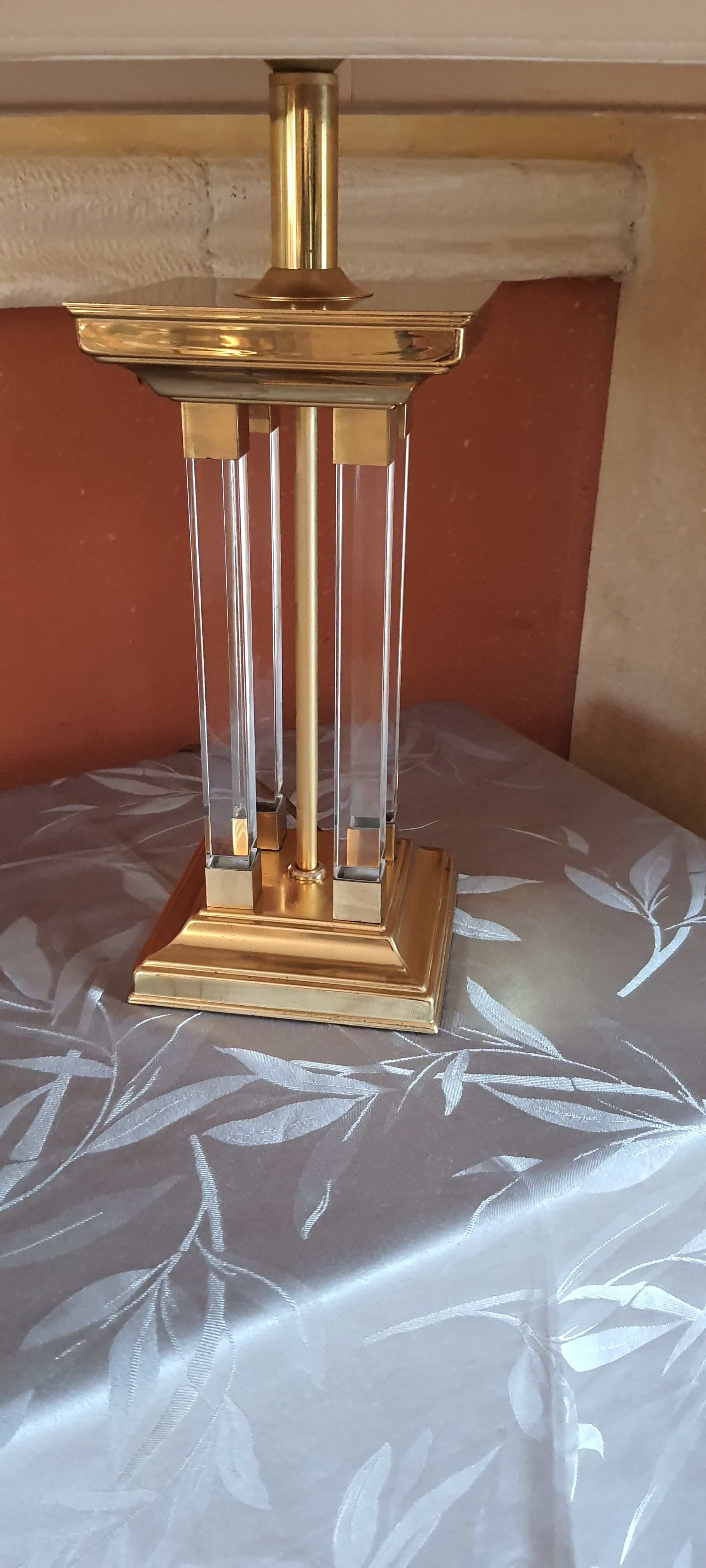 Plexiglas and brass lamp