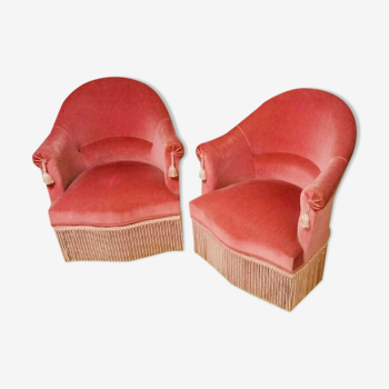 Set of two pink toad armchairs