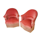 Lot de deux fauteuils crapauds roses