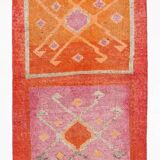 Pastel Tones Geometric Turkish Vintage Hallway Runner Rug, 95x345 Cm