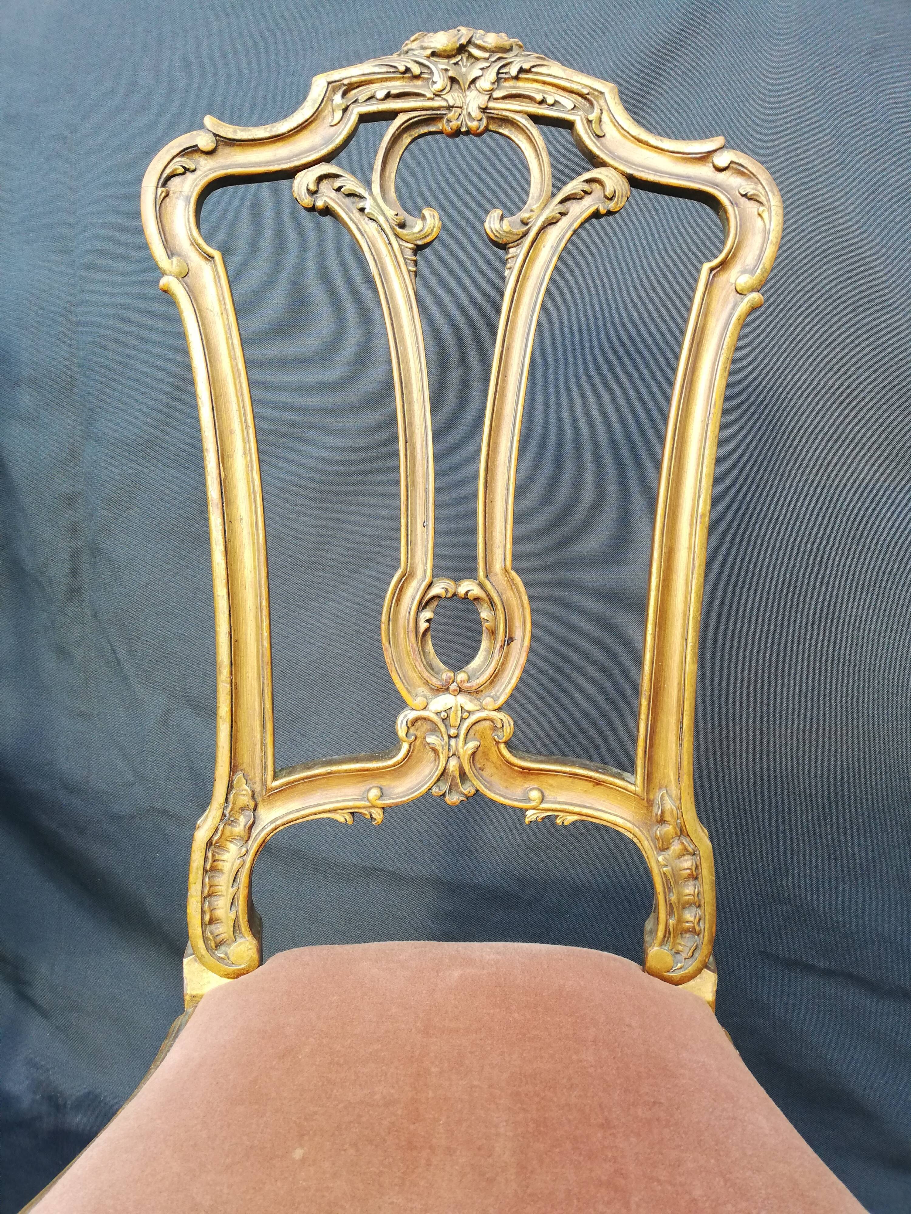 Pair of old canne chairs in gilded wood