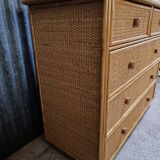 Commode osier rotin vintage